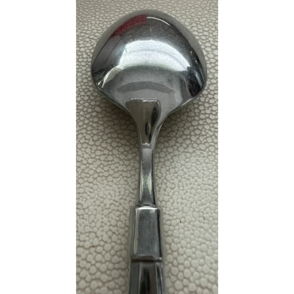 Oneida ACT I Spoon Glossy Stainless Solid Serving Spoon Heirloom Cube 8 5/8